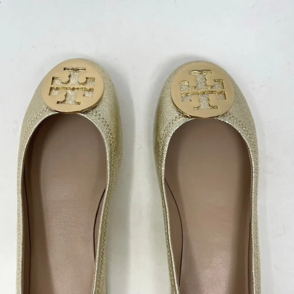 Tory Burch Gold Logo Ballet Flats